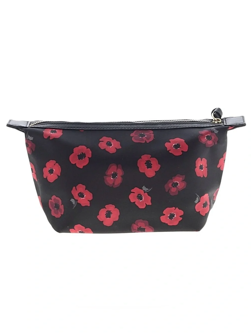 kate spade Black Cosmetic Pouch with Red Floral Print